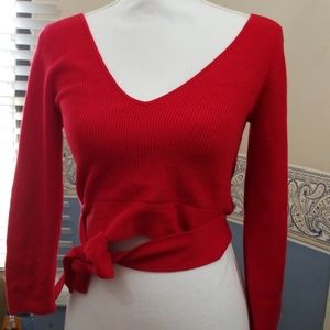 Express red cropped shirt size Medium